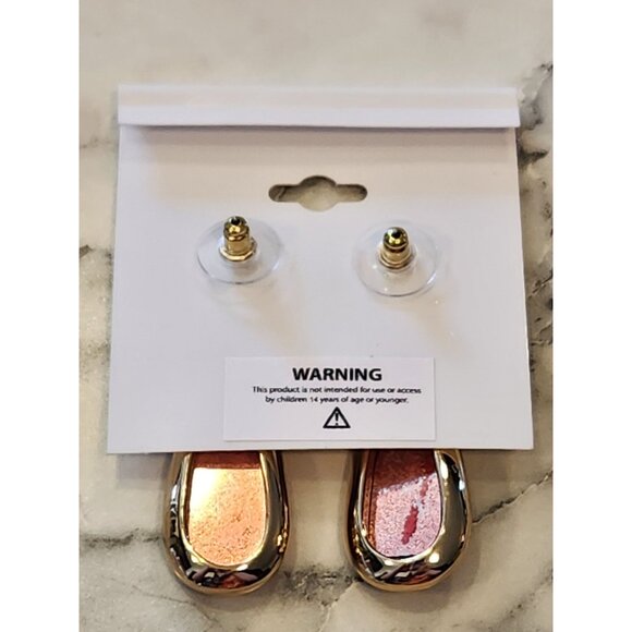 Gloria Vanderbilt Gold-Tone Pink Teardrop Earrings Green & Pink Crystal Floral - Picture 3 of 5